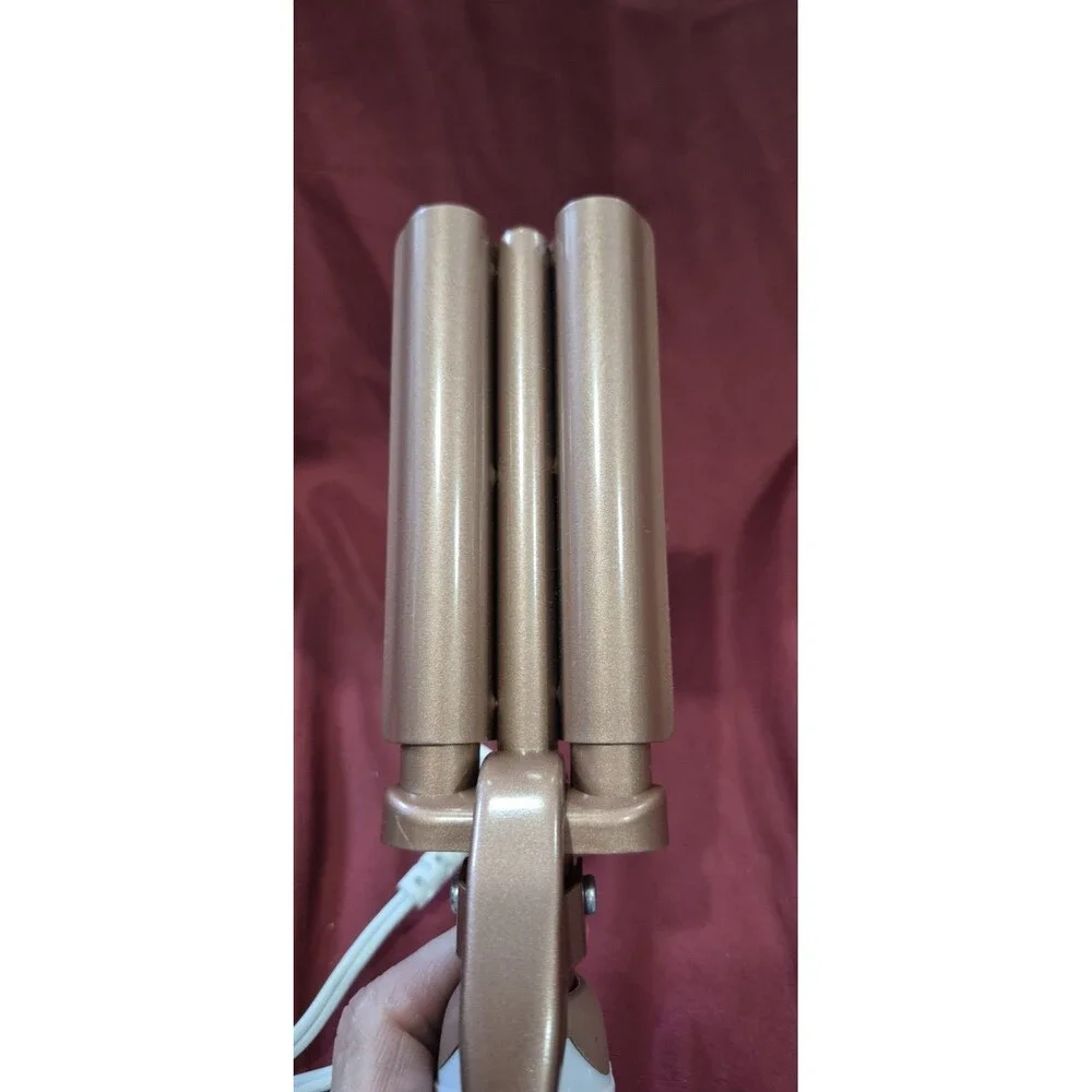 Conair Double Ceramic Triple Barrel Curl Styling Waver Rose Gold Hair Iron EUC